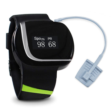 Wearable Wrist Watch Pulse Rate PR Oximeter and Blood Oxygen Saturation SpO2 Monitor Bluetooth Connection to Phone