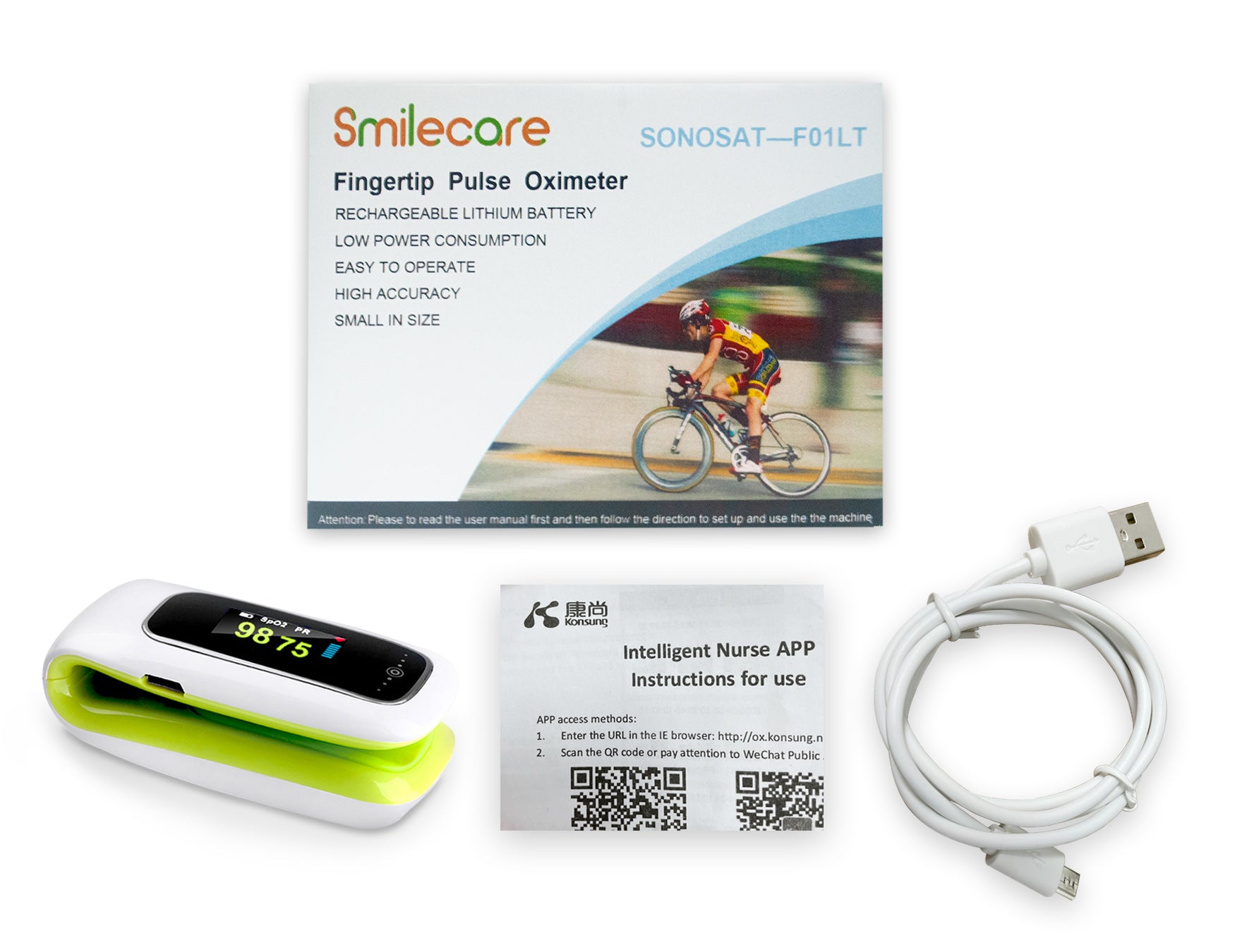 SmileCare Fingertip Pulse Rate Oximeter and Blood Oxygen Saturation Monitor - Powered by www.SmileCareHealth.com