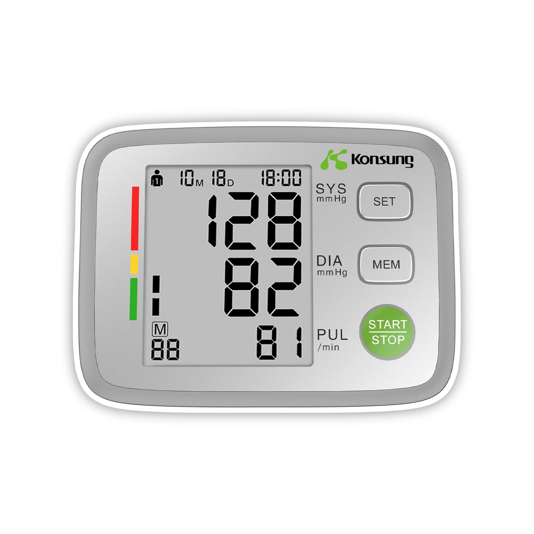 Konsung SmileCare Blood Pressure Monitor Digital Sphygmomanometer BP Heart Rate Measurement Pulse Arm Tonometer Home Health - Powered by www.SmileCareHealth.com