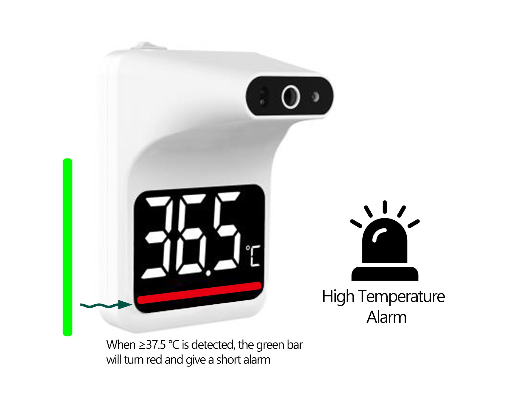 SmileCare Non-contact Digital Infrared Wall Mount Forehead Thermometer Touchless for Schools, Offices, Businesses, Fever Alarm - Powered by www.SmileCareHealth.com